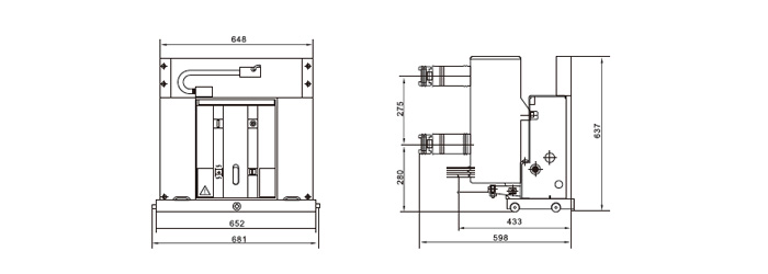 VS1-12戶內(nèi)高壓真空斷路器外形及安裝尺寸